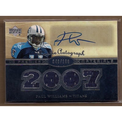 2007 Upper Deck Premier #140 Paul Williams JSY AU RC