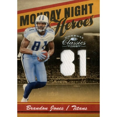 2008 Donruss Classics Monday Night Heroes Jerseys Jersey Numbers #9 Brandon Jones/81