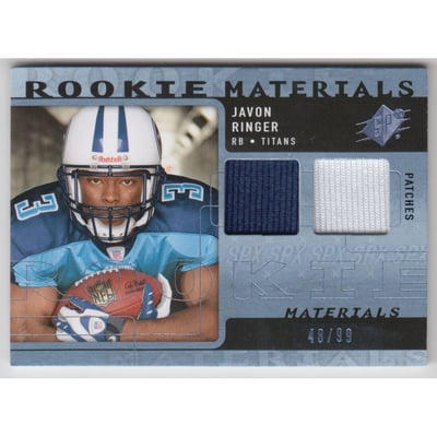 2009 SPx Rookie Materials Dual Swatch Patch #RMJR Javon Ringer
