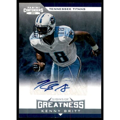 2012 Panini Contenders Signs of Greatness #10 Kenny Britt/15