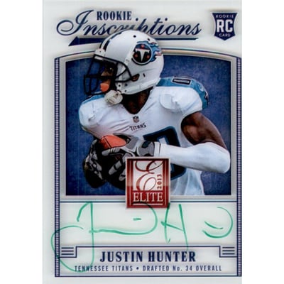 2013 Elite Rookie Inscriptions Green Ink #14 Justin Hunter SP B