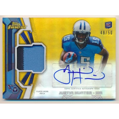 2013 Finest Rookie Patch Autographs Gold Refractors #RAPJH Justin Hunter