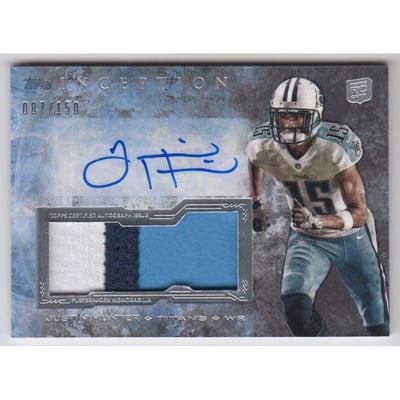 2013 Topps Inception Rookie Jumbo Patch Autographs #IAJPJH Justin Hunter EXCH