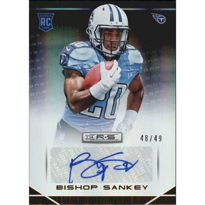2014 Rookies and Stars Rookie Autographs Longevity Gold #109 Bishop Sankey/49