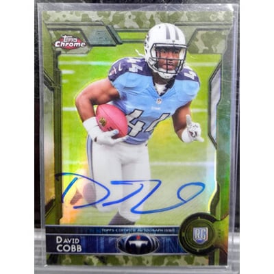 2015 Topps Chrome Rookie Autographs Camo Refractors #154 David Cobb