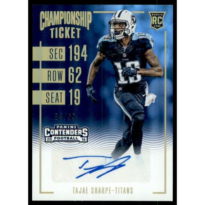 2016 Panini Contenders Championship Ticket #138 Tajae Sharpe AU/99