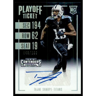 2016 Panini Contenders Playoff Ticket #138 Tajae Sharpe AU/199