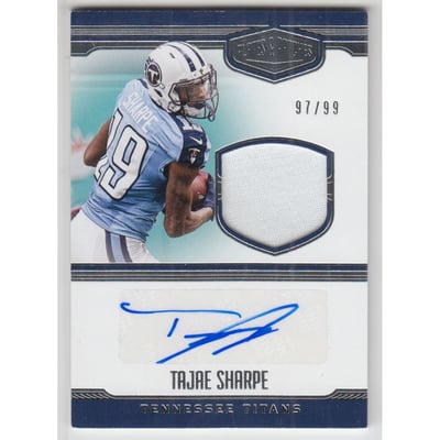 2016 Panini Plates and Patches Rookie Patch Autographs #42 Tajae Sharpe/99