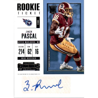 2017 Panini Contenders #237 Zach Pascal AU RC