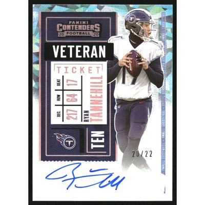 2020 Panini Contenders Veteran Cracked Ice Ticket Autographs #7 Ryan Tannehill