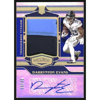2020 Panini Plates and Patches Rookie Patch Autographs Blue #34 Darrynton Evans