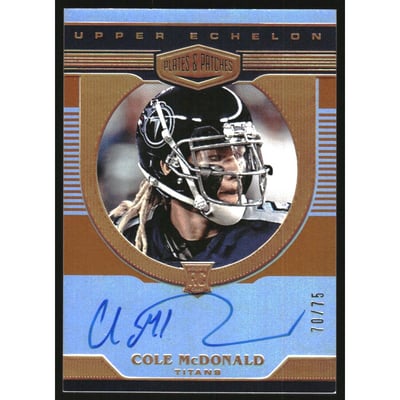 2020 Panini Plates and Patches Rookie Upper Echelon Autographs Orange #28 Cole McDonald/75