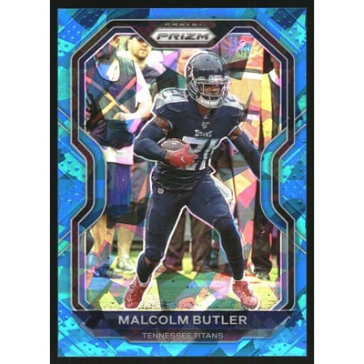 2020 Panini Prizm Prizms Blue Ice #106 Malcolm Butler