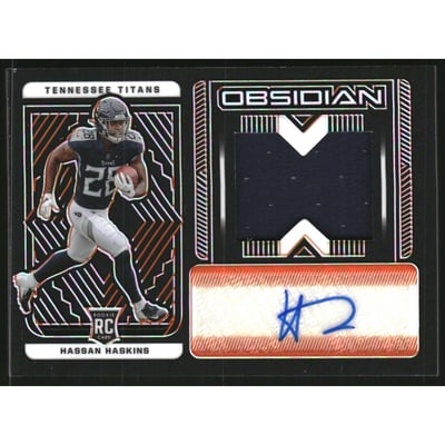 2022 Panini Obsidian Electric Etch Orange #237 Hassan Haskins JSY AU