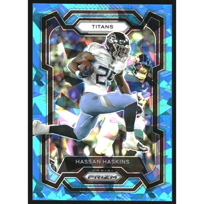 2023 Panini Prizm Prizms Blue Ice #285 Hassan Haskins