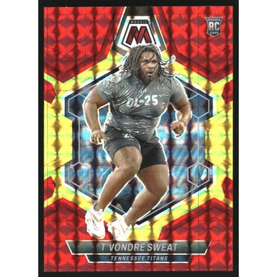 2024 Panini Mosaic Mosaic Choice Fusion Red and Yellow #338 T'Vondre Sweat