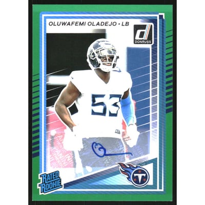 2025 Donruss Rated Rookies Autographs Green #384 Oluwafemi Oladejo