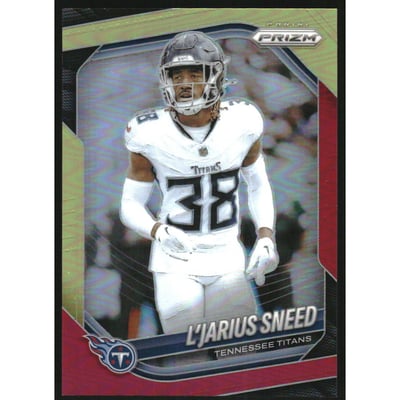 2025 Panini Prizm Prizms Red and Yellow #24 L'Jarius Sneed