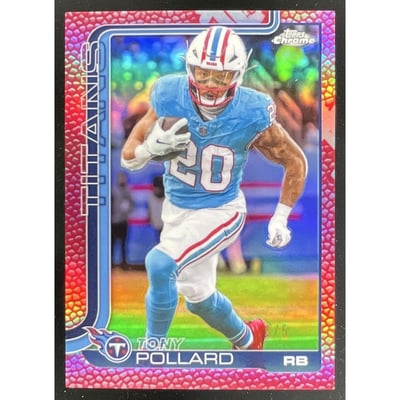 2025 Topps Chrome Football Leather Red Refractor #290 Tony Pollard /5