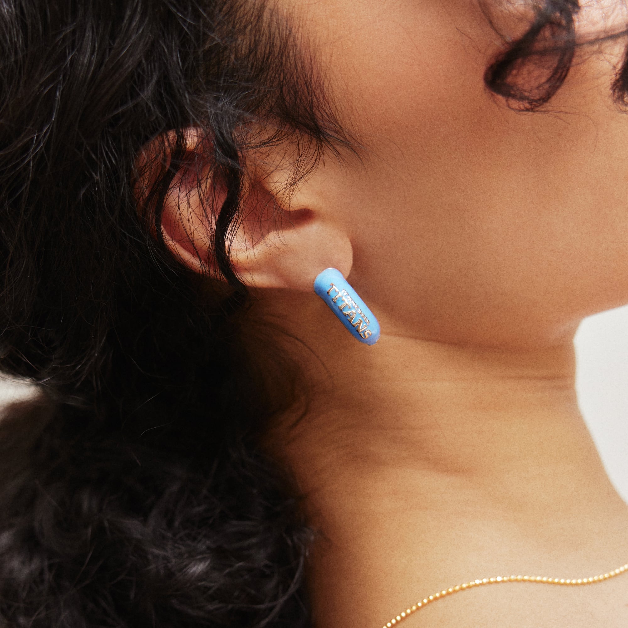 BaubleBar Tennessee Titans Puffy Enamel Hoop Earrings