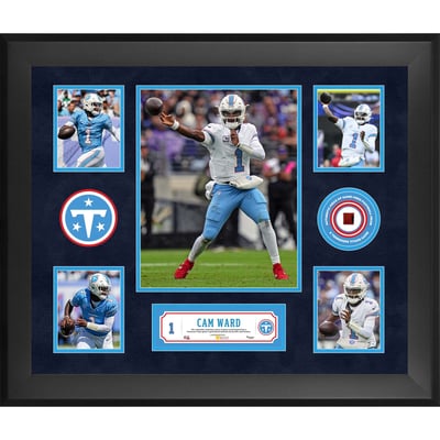 Cam Ward Tennessee Titans Fanatics Authentic Framed 20" x 24" 5-Photo Collage with a Piece of Game-Used Football - Limited Edition of 500