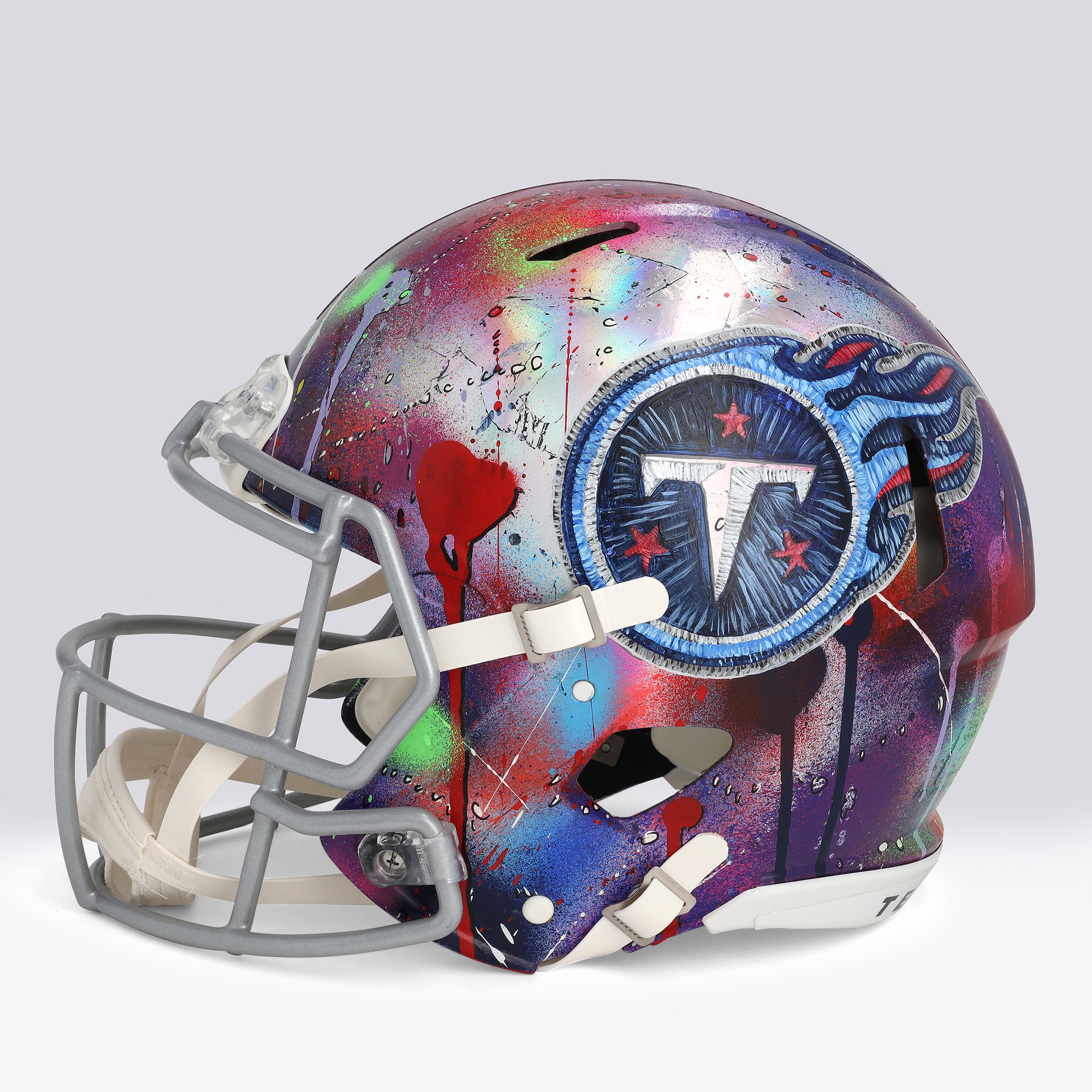 Casque Riddell Speed ​​Authentic autographié par Cameron Ward (Tennessee Titans) - Illustration de Shawn Voelker - NF70444438