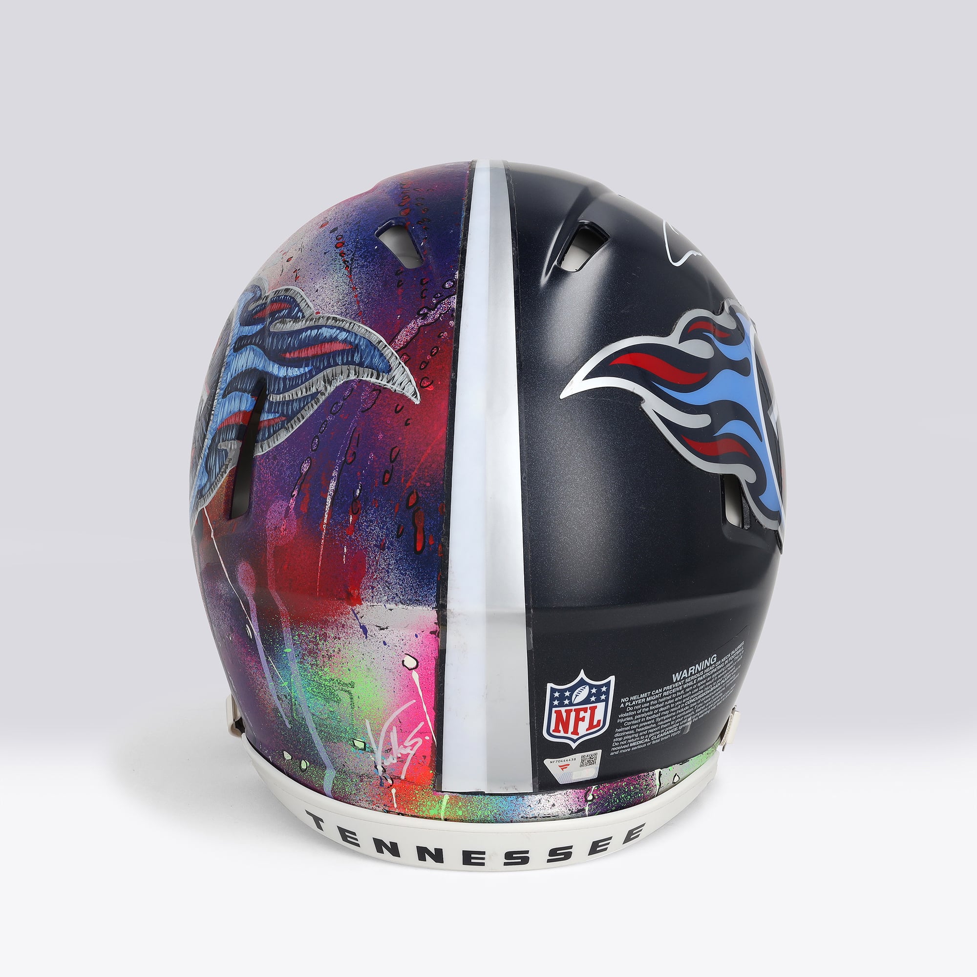 Casque Riddell Speed ​​Authentic autographié par Cameron Ward (Tennessee Titans) - Illustration de Shawn Voelker - NF70444438