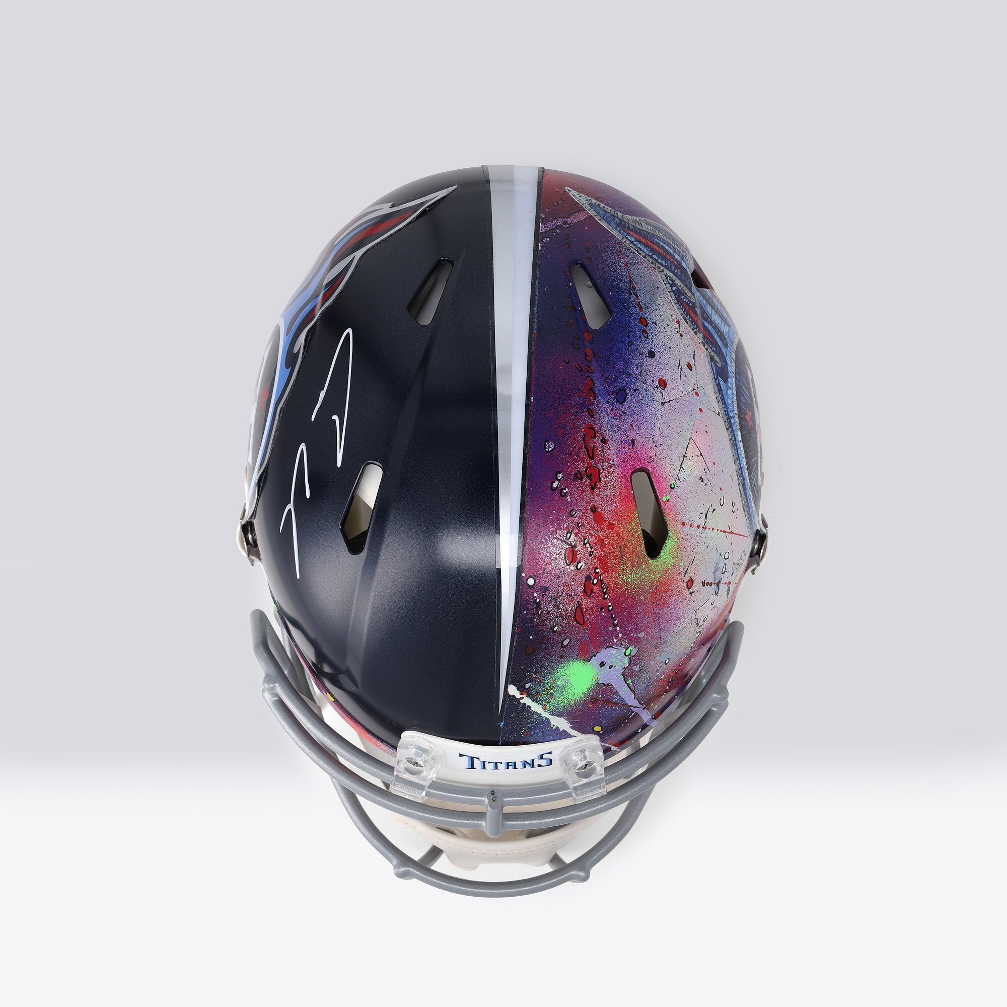 Casque Riddell Speed ​​Authentic autographié par Cameron Ward (Tennessee Titans) - Illustration de Shawn Voelker - NF70444438