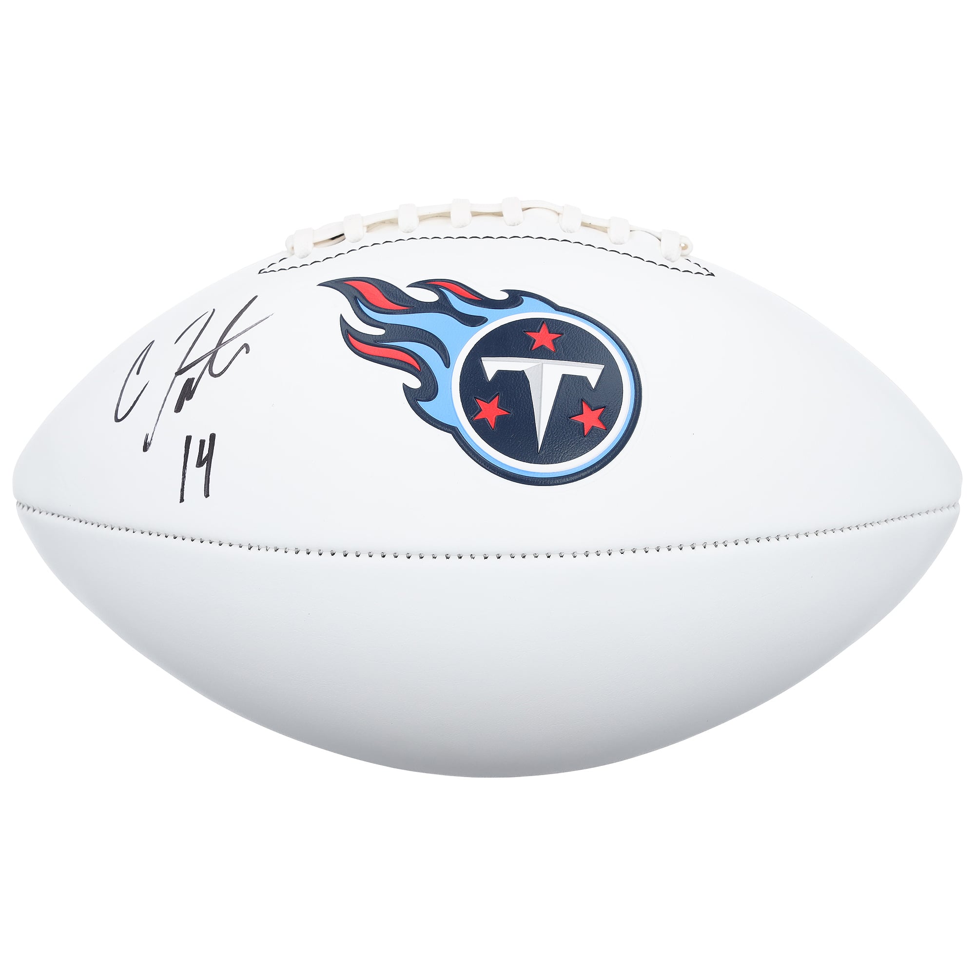 Ballon de football américain Franklin 2017-2025 à panneau blanc, autographié par Carnell Tate des Tennessee Titans