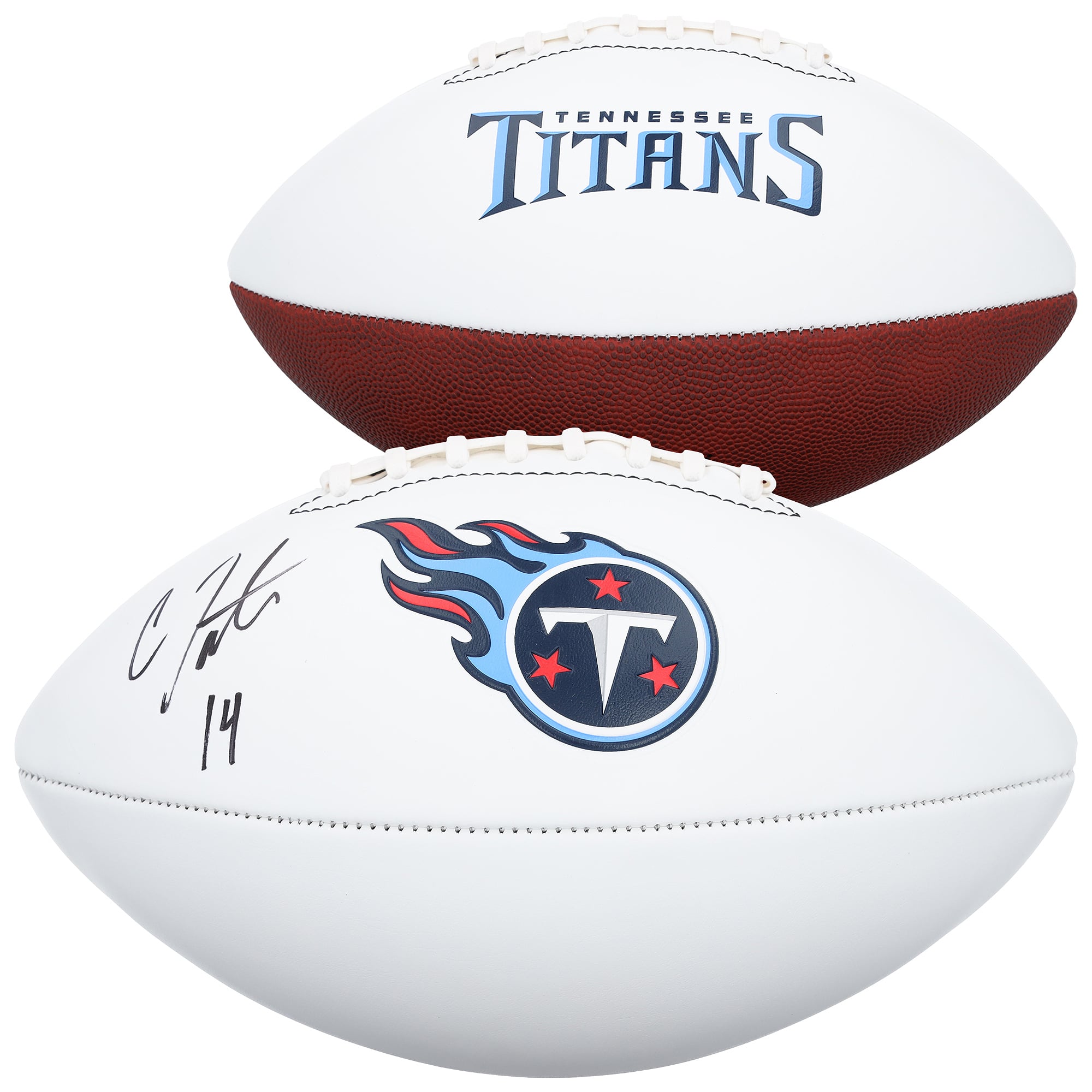 Ballon de football américain Franklin 2017-2025 à panneau blanc, autographié par Carnell Tate des Tennessee Titans