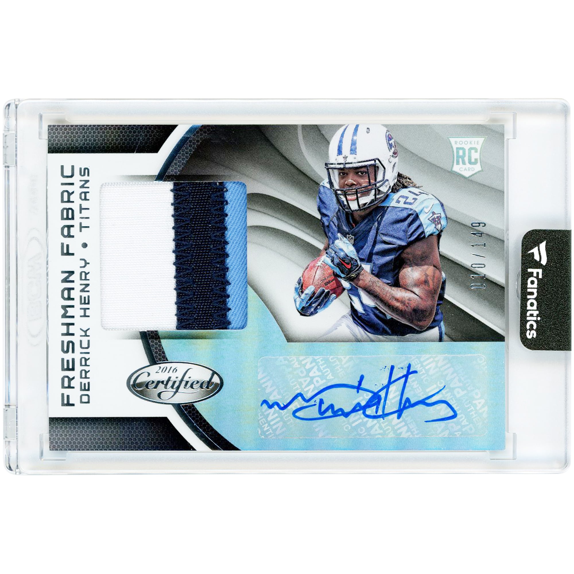 Carte de recrue autographiée de Derrick Henry (Tennessee Titans) 2016 Panini Certified Tri-Color Relic n° 212 n° 10/149