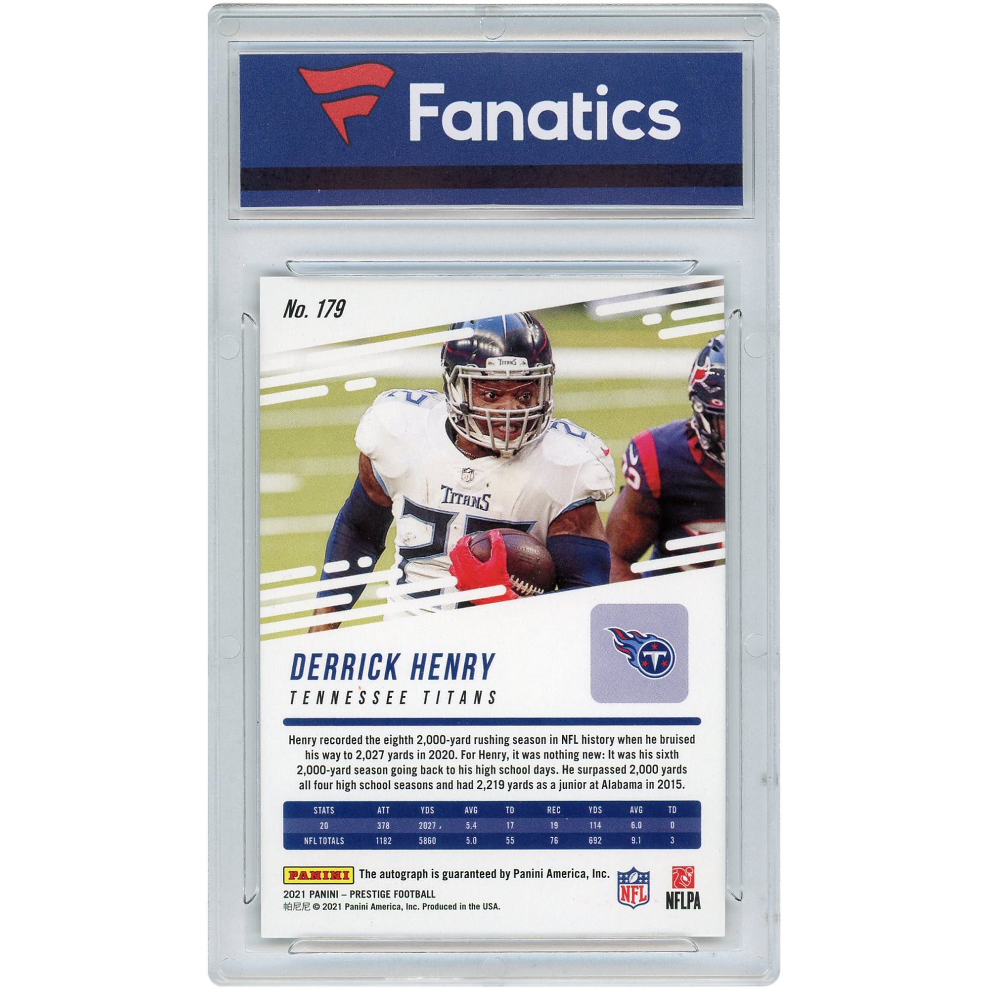 Derrick Henry Tennessee Titans Autographed 2021 Panini Prestige