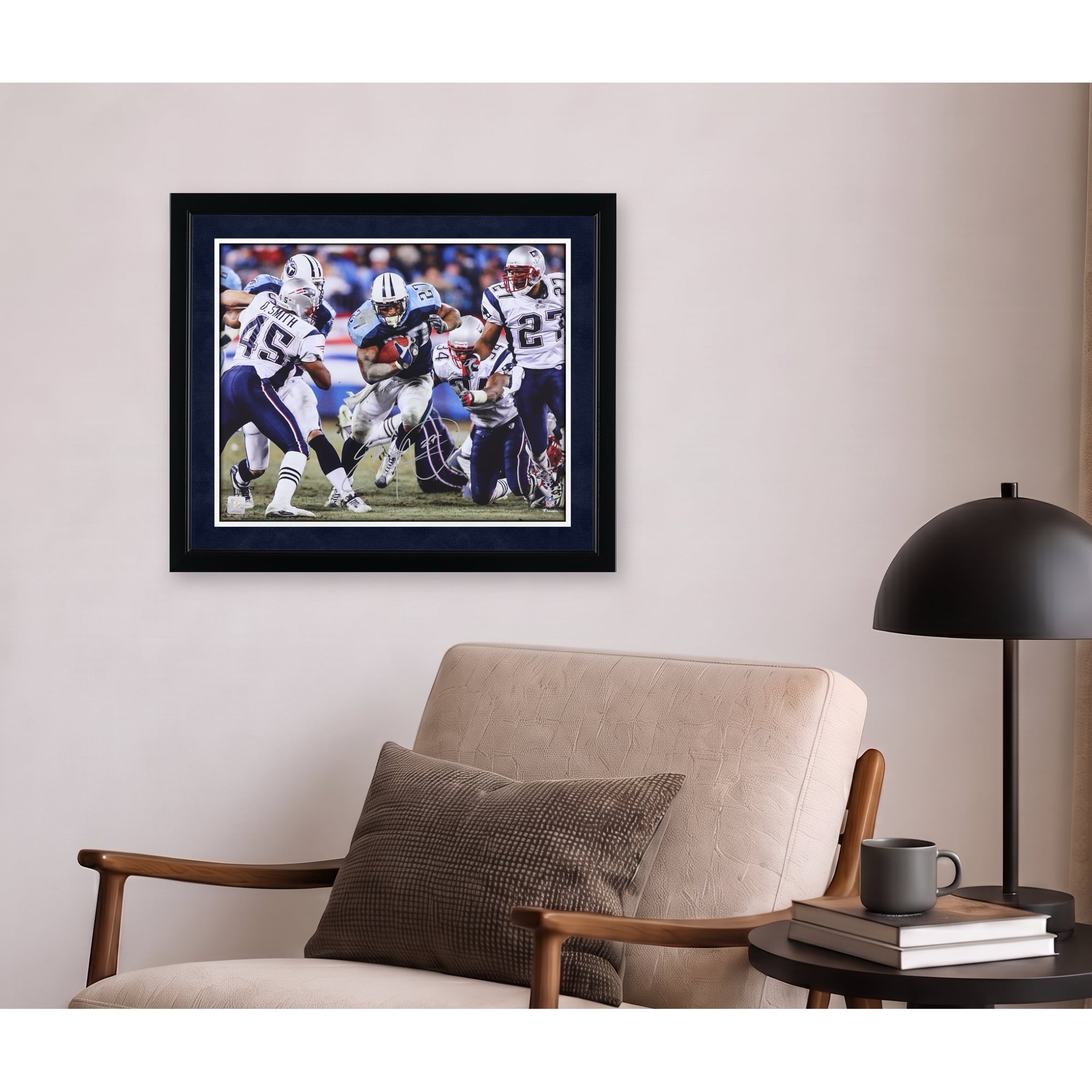 Eddie George Tennessee Titans Autographed 16" x 20" Run vs. New England Patriots Photograph