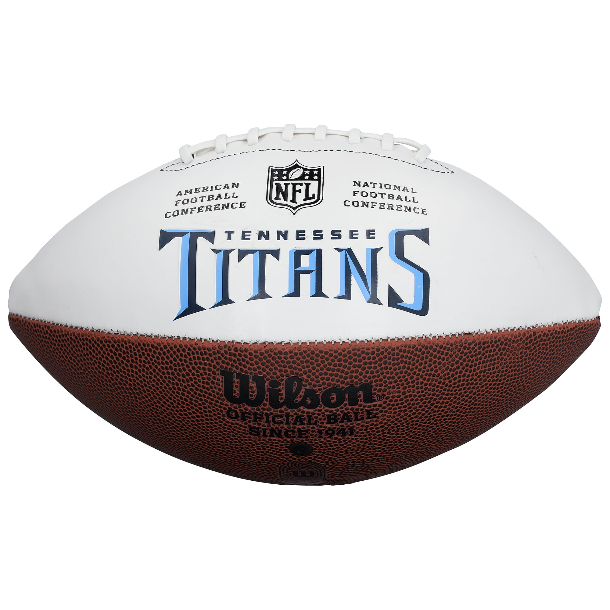 Ballon de football Wilson White Panel autographié par Eddie George des Titans du Tennessee