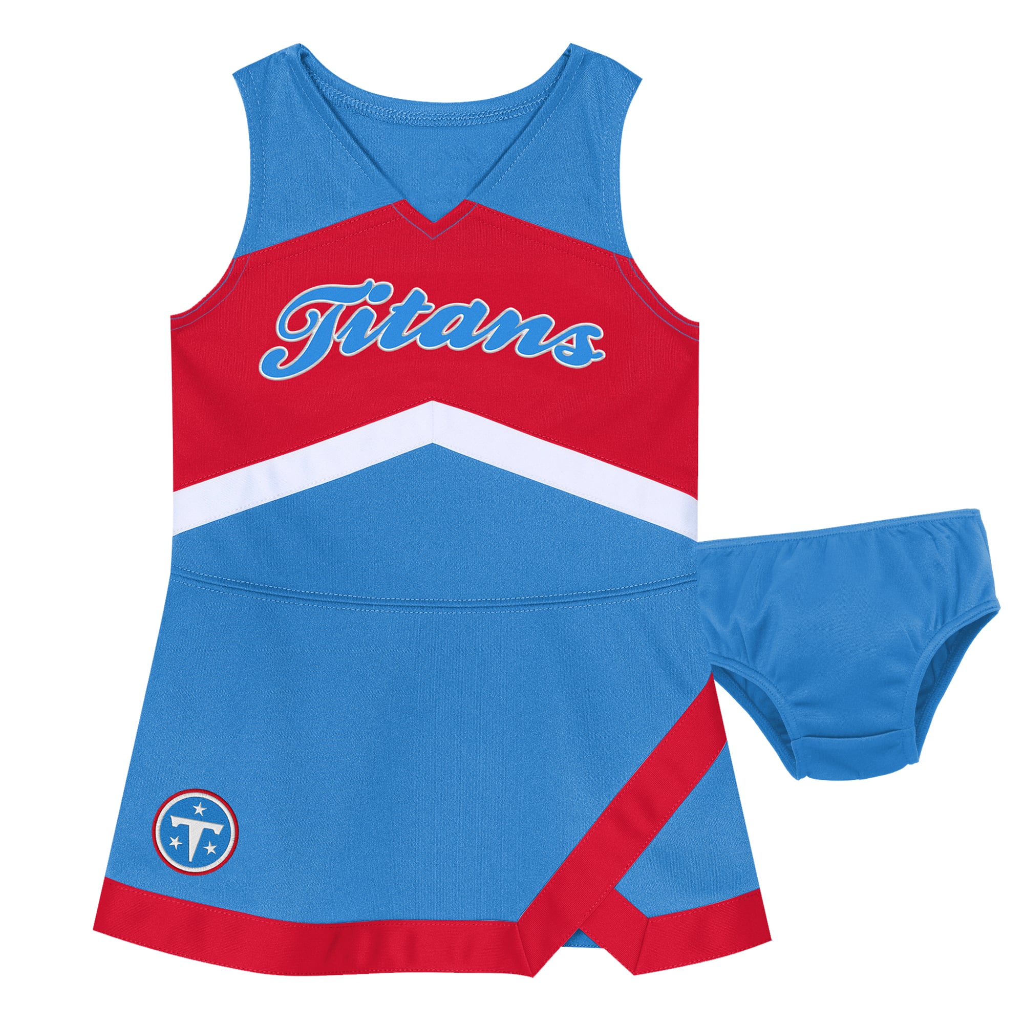 Girls Preschool Coastal Blue Tennessee Titans Two-Piece Cheer Captain Jumper Dress with Bloomers Set