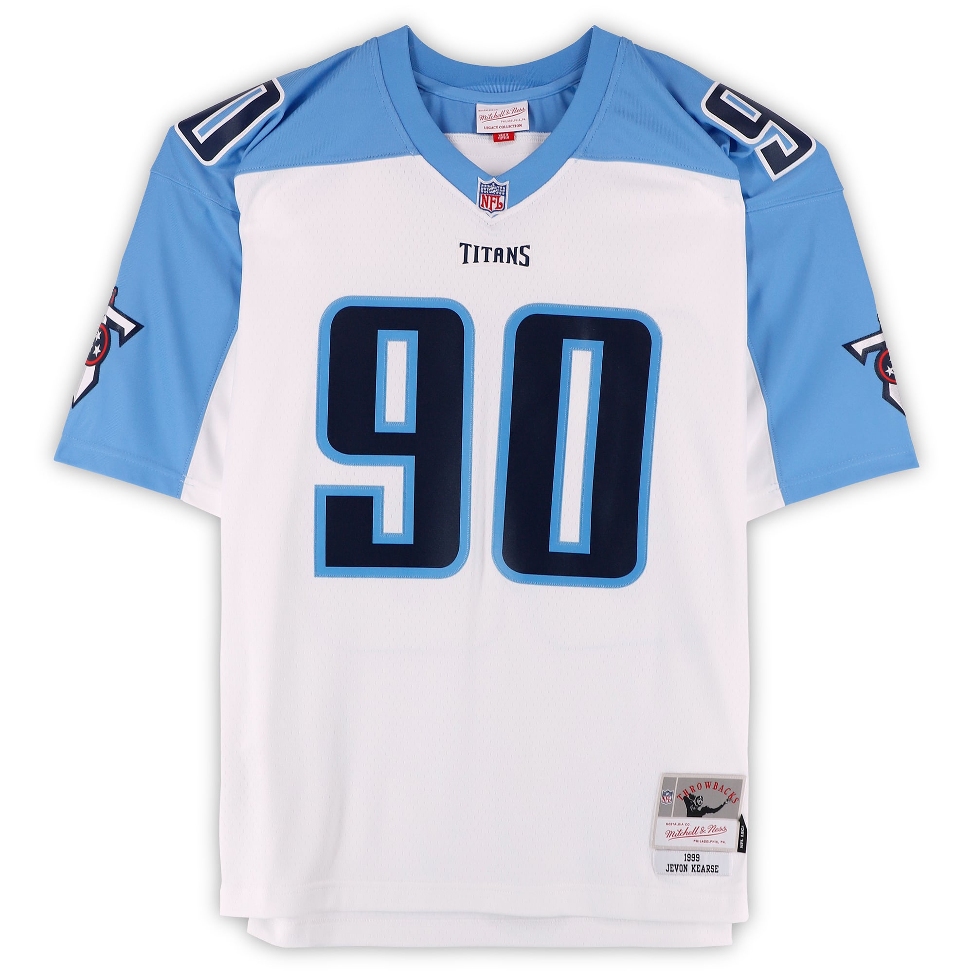 Maillot réplique blanc Mitchell & Ness 1999 autographié par Jevon Kearse des Titans du Tennessee