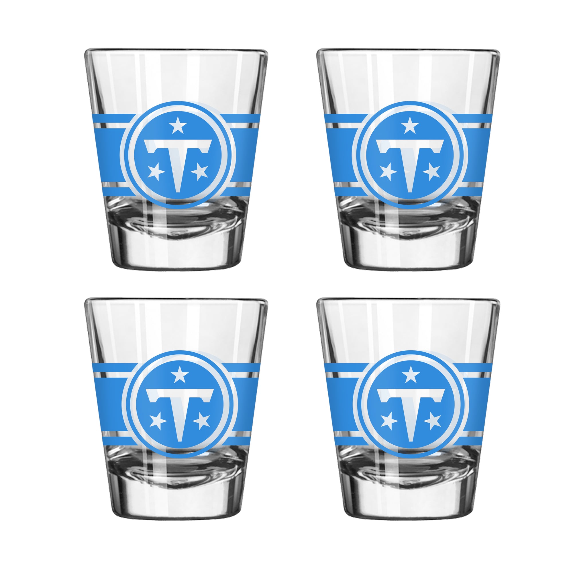 Ensemble de quatre verres à shot rayés Logo Brands Tennessee Titans