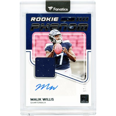 Malik Willis Tennessee Titans Autographed 2022 Panini Donruss Rookie Phenom Jersey Relic #RPA-3 #57/99 Rookie Card
