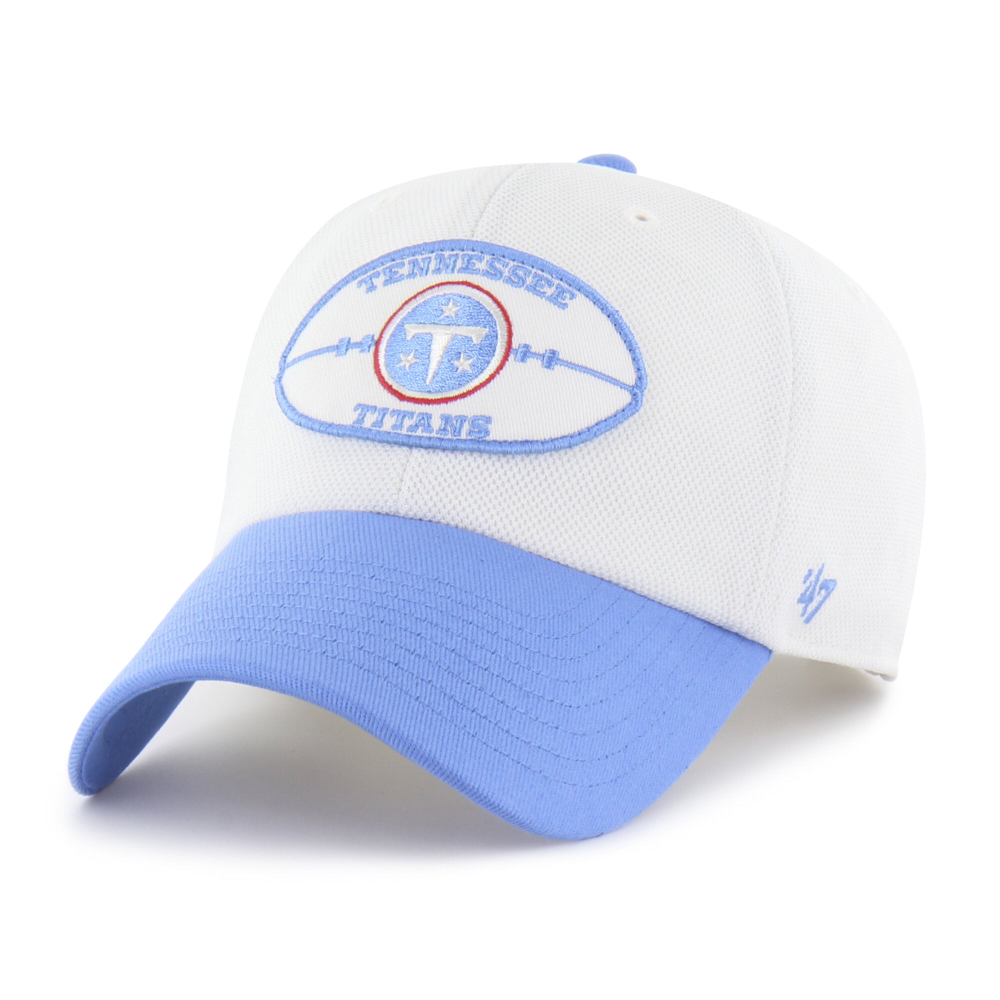 Men's '47 Cream/Light Blue Tennessee Titans Pique Patch Clean Up Adjustable Hat