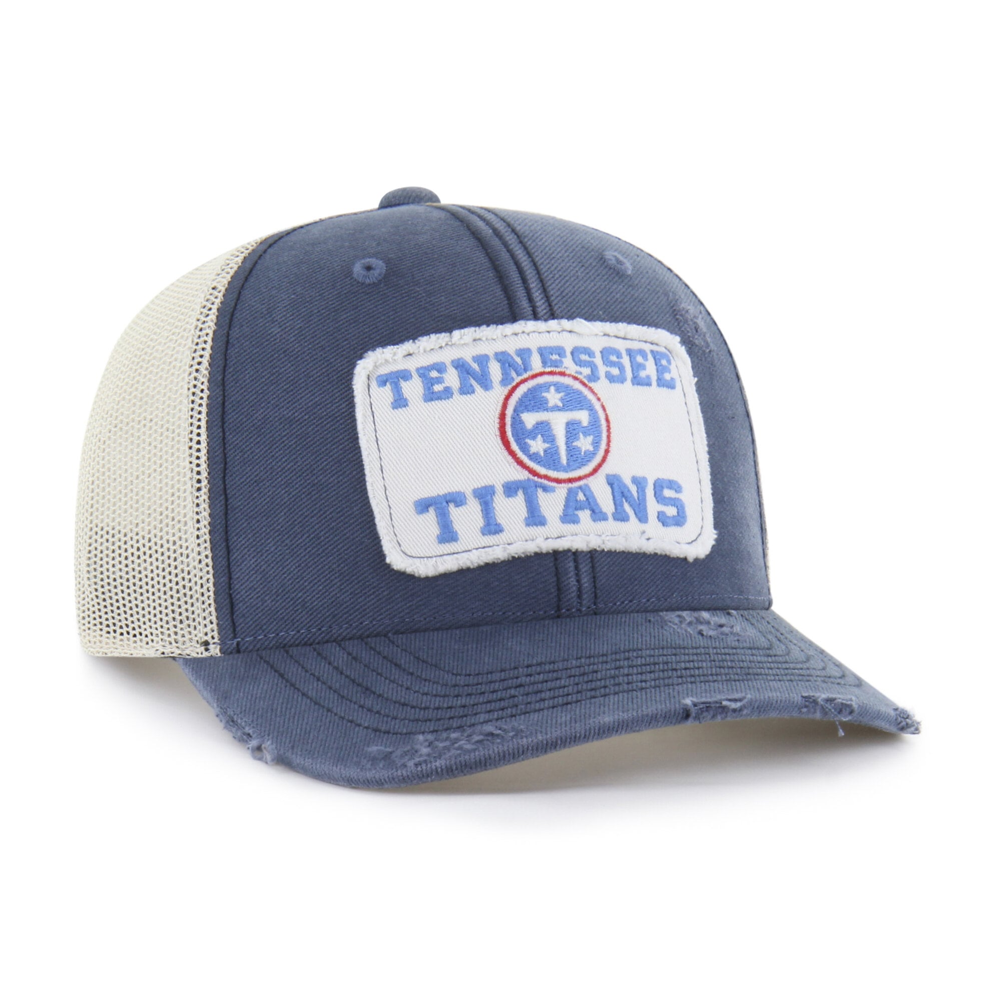 Casquette trucker ajustable Tennessee Titans Egremont bleu marine pour homme, modèle 47, usée.
