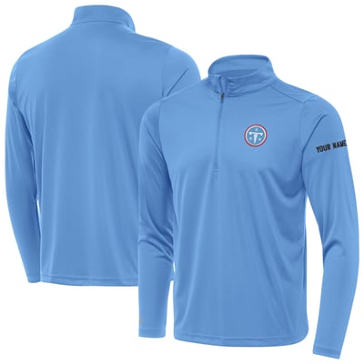 Tennessee Titans Antigua  Personalized Tribute Quarter-Zip Pullover - Light Blue