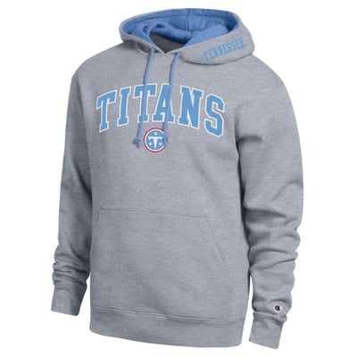  Tennessee Titans Champion Contrast Hoodie - Heather Gray/Light Blue