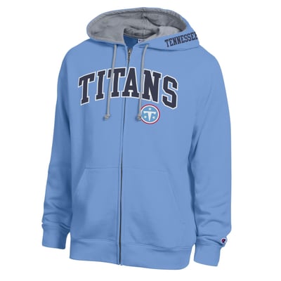  Tennessee Titans Champion Full-Zip Hoodie -  Light Blue/Heather Gray