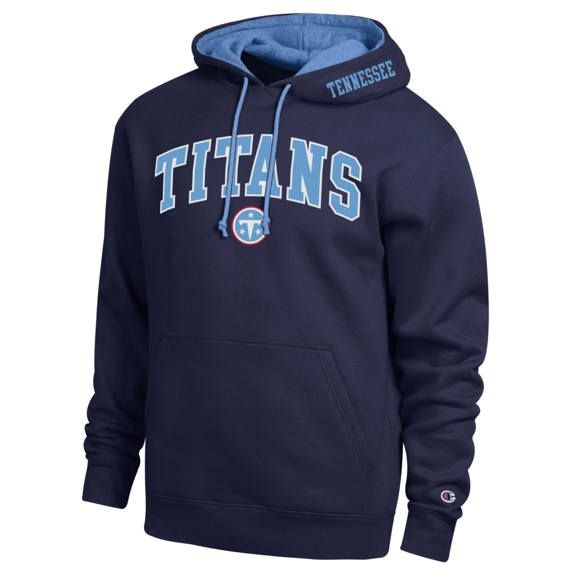 Men's Champion Navy/Light Blue Tennessee Titans Contrast Hoodie