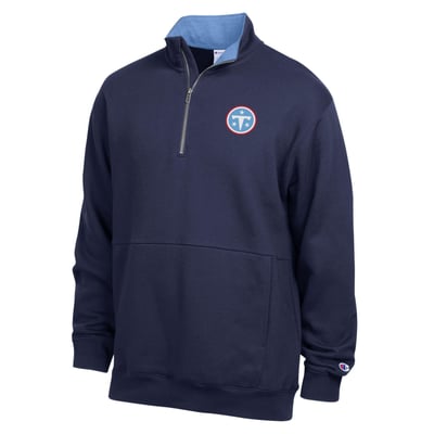  Tennessee Titans Champion Fleece Quarter-Zip Pullover -  Navy/Light Blue