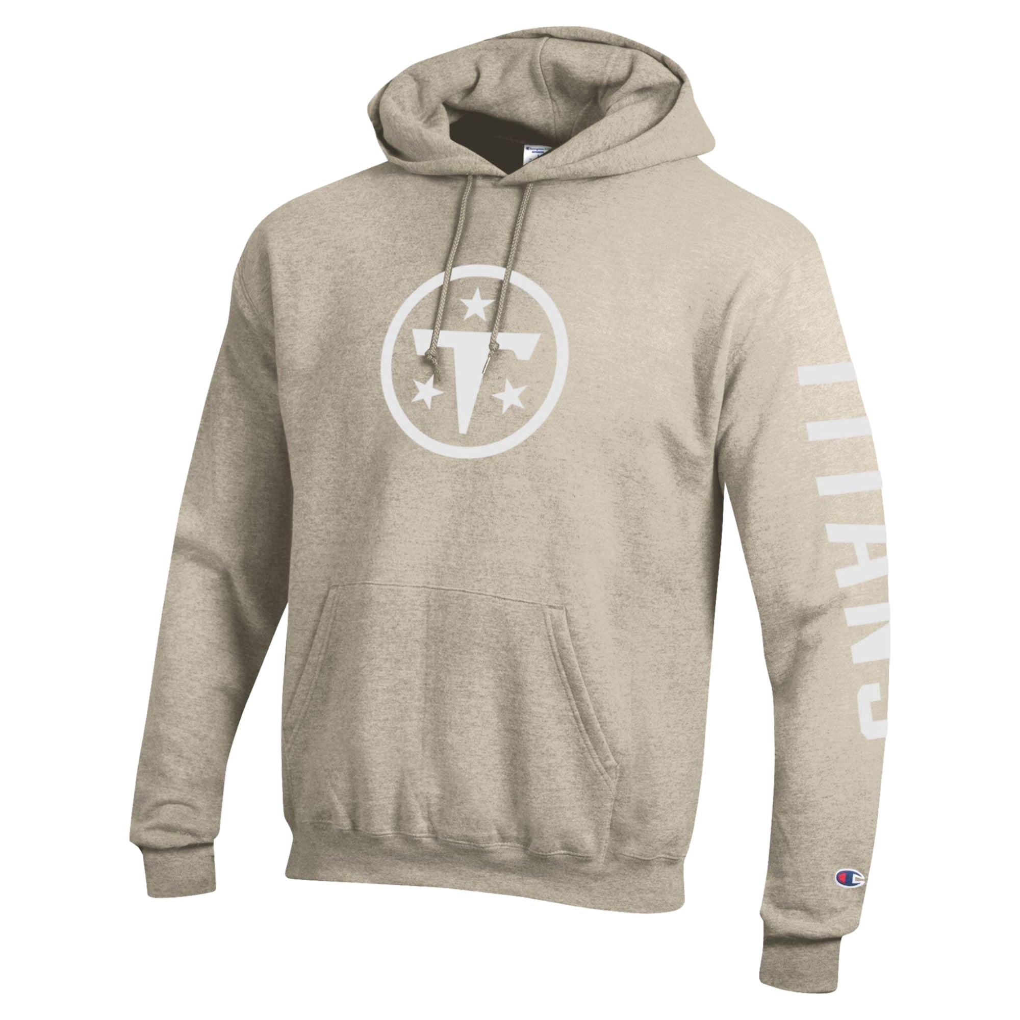 Men's Champion Oatmeal Tennessee Titans Powerblend Hoodie