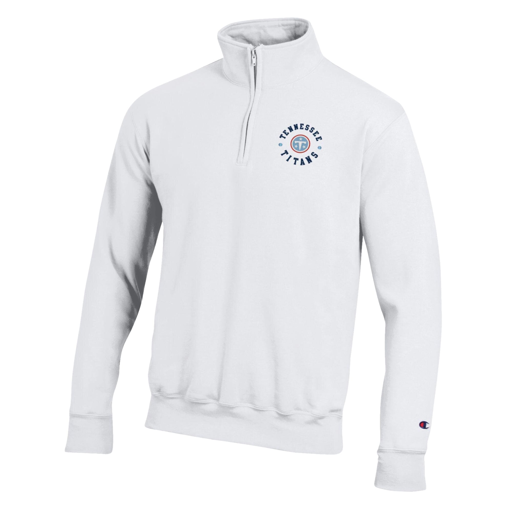 Men's Champion White Tennessee Titans Powerblend Quarter-Zip Pullover