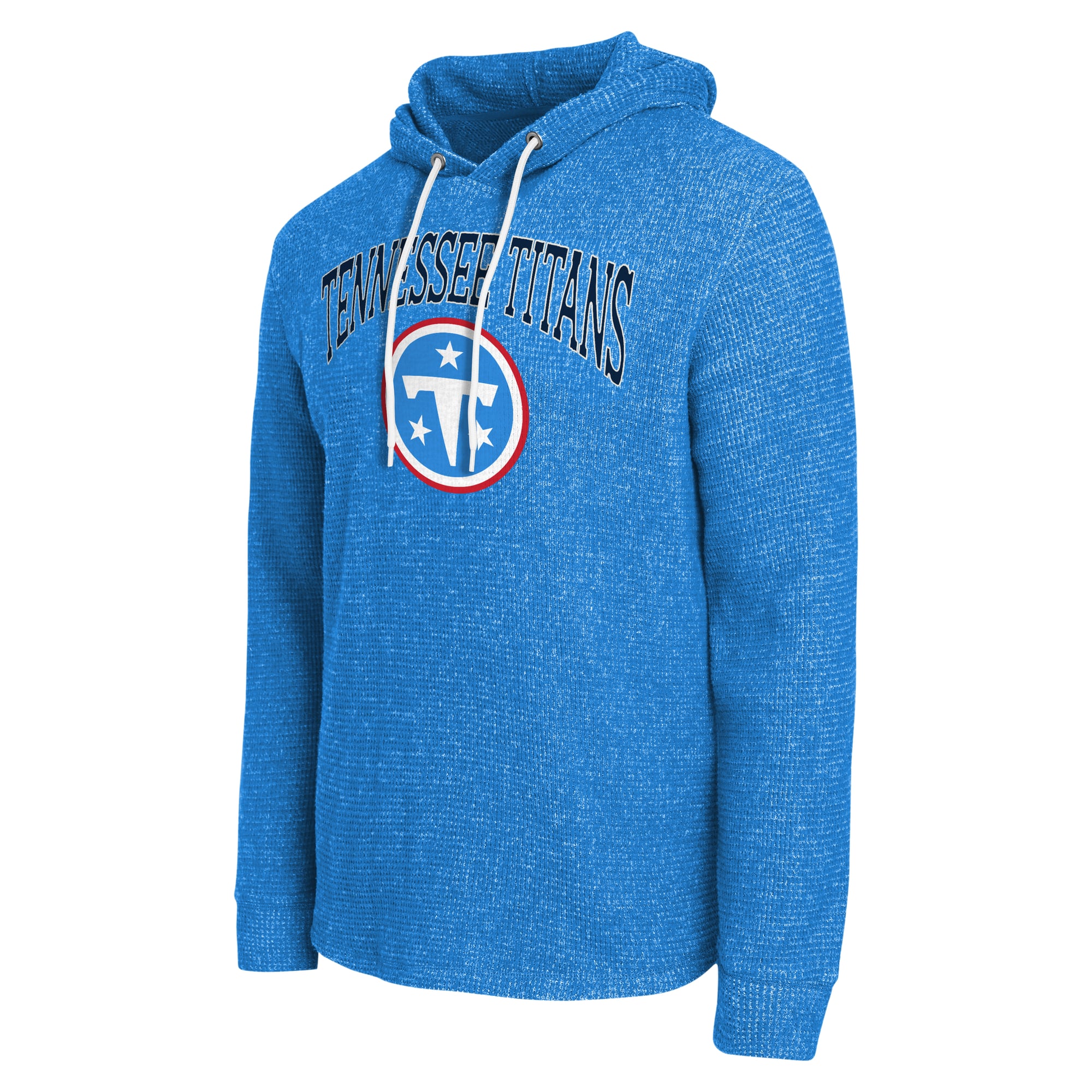 Men's Darius Rucker Collection by Fanatics Light Blue Tennessee Titans Waffle Knit Hooded Tri-Blend Long Sleeve T-Shirt