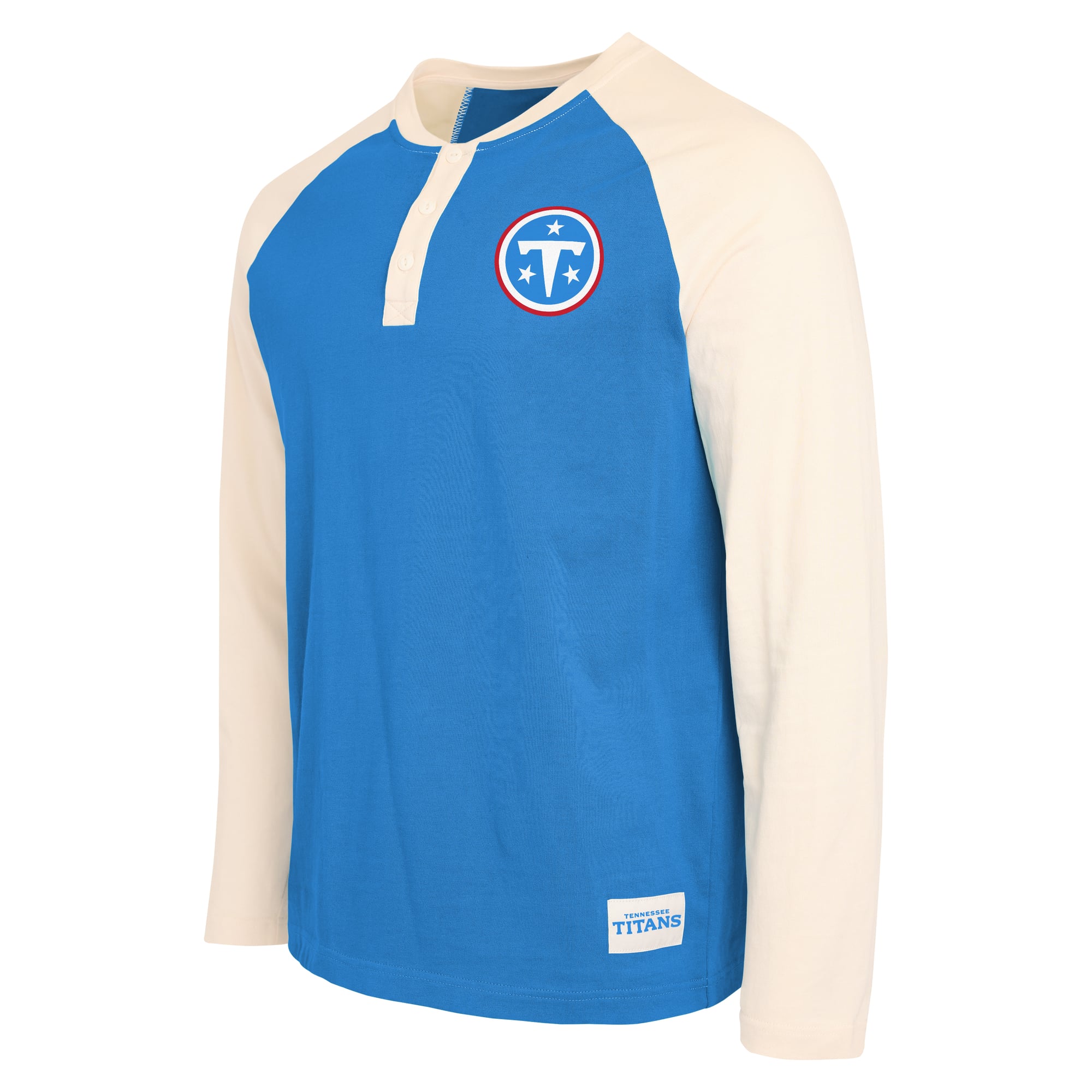 T-shirt Henley à manches longues bleu clair/crème Tennessee Titans de la collection Darius Rucker pour homme par Fanatics