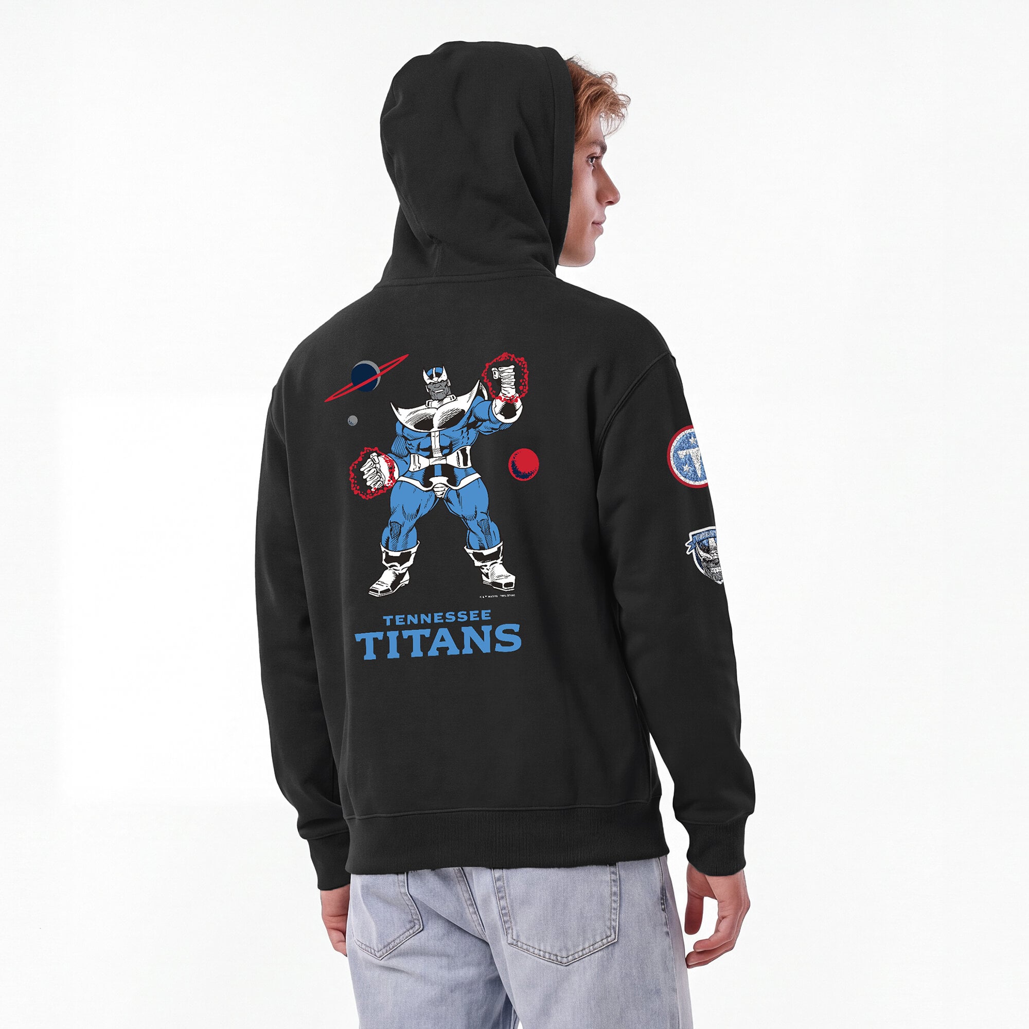 Sweat à capuche Disney x Champion noir Tennessee Titans Thanos All-Star pour homme